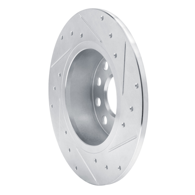 Audi Q2 Brake Rotor (1) - Rear Left - R1 Concepts - Drilled & Slotted - Silver - `17-`25